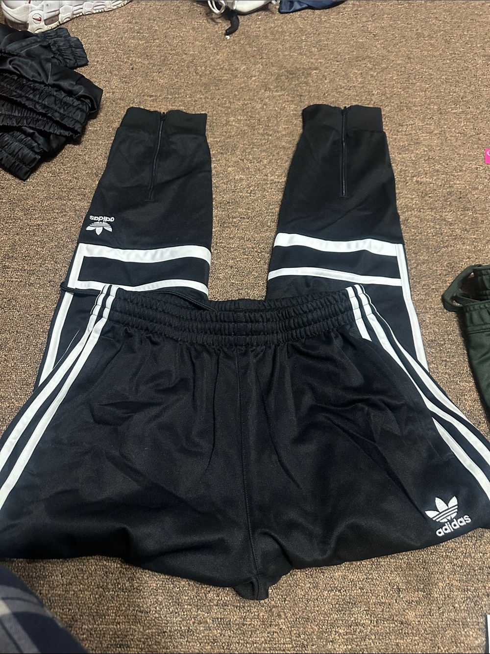 adidas Black Jogger Pants with White Stripe Accents